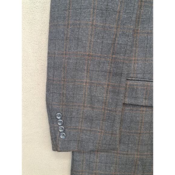 Pronto Uomo Sport Coat Jacket Blazer 100% Lambswool Sz 52r Plaid Grey 2-Button - Picture 5 of 10